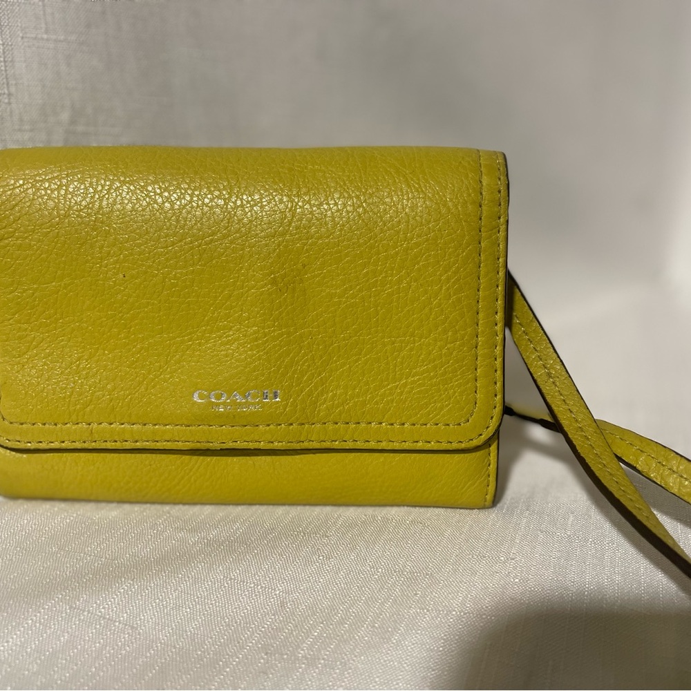 Coach Yellow Leather Wallet Crossbody Wristlet